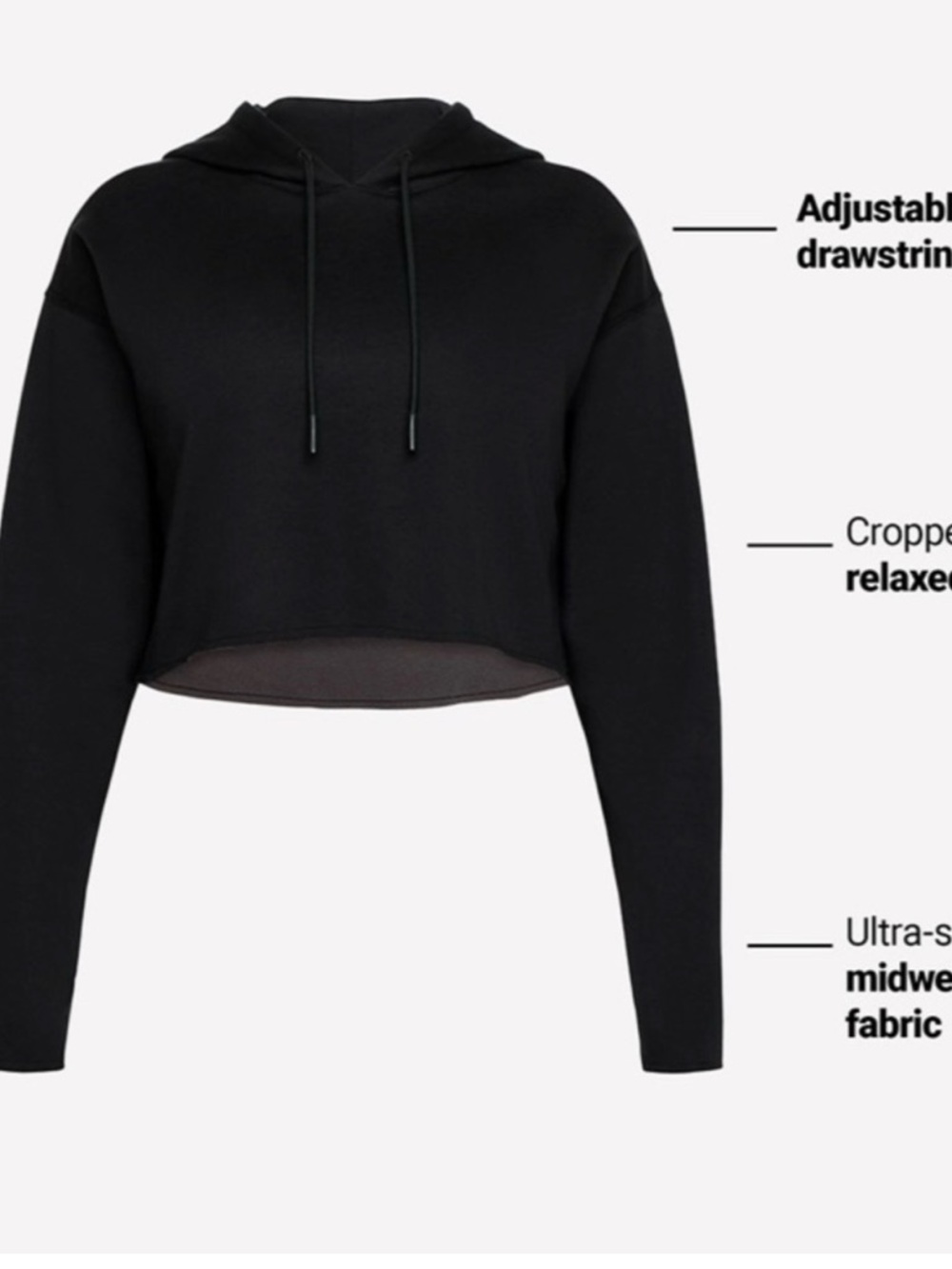 YITTY Black Cropped Hoodie with Drawcord - Picture 3 of 11